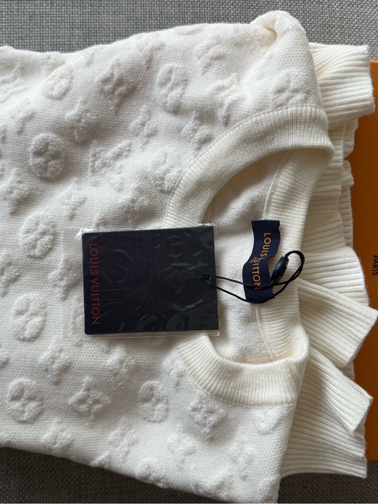 Louis Vuitton Sweaters - Louis Vuitton Cream Embossed Monogram Crewneck Sweater
